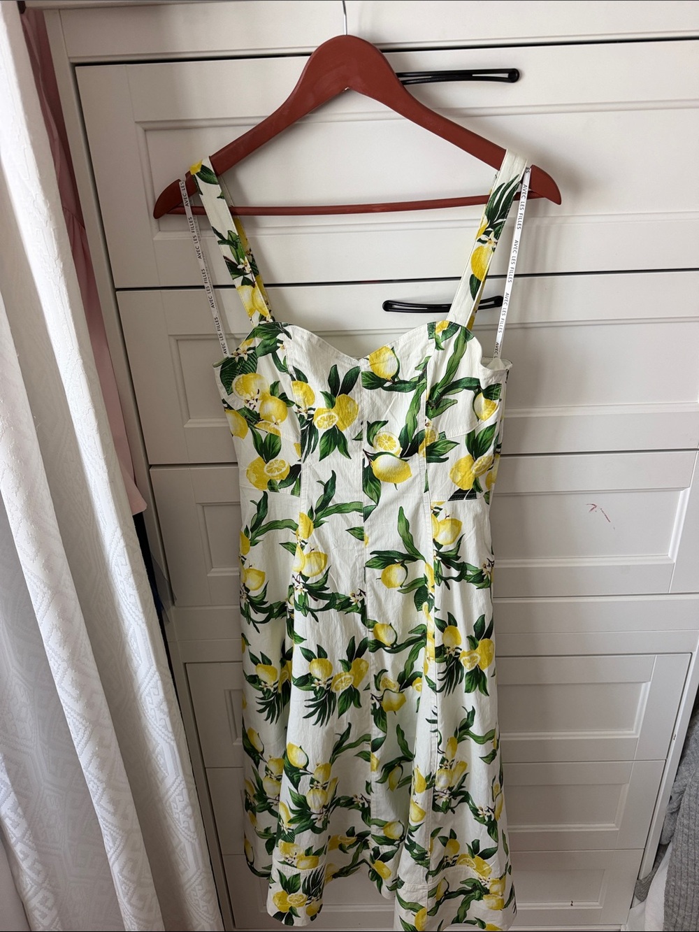 Avce Les Filles White Lemon-Print Midi Dress